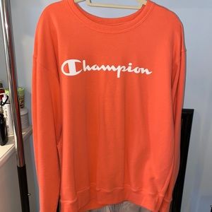 Orange/coral Champion Crewneck